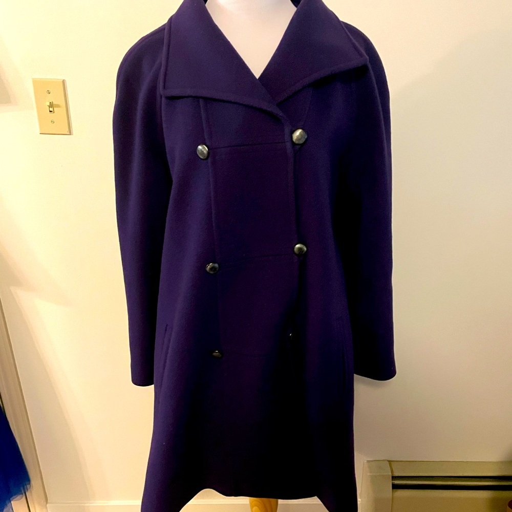 Gorgeous Jacques Vert Wool Double-Breasted Purple Coat